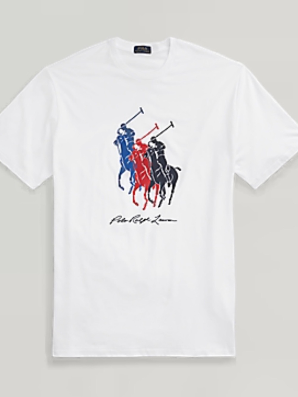 Polo by Ralph Lauren White Short-Sleeve Tee with Blue, Red & Black Polo Players